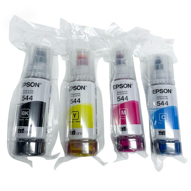 Refil de Tinta Original 544 | Kit 4 Cores para Epson L1110 L3110 L3150 L3210 L3250 L5190 L5290 na Sulink