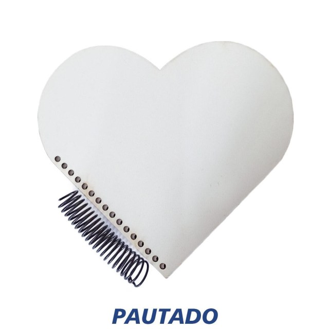 Caderno Pautado Coração 20x22cm com Capa MDF Branco para Sublimação (SE)