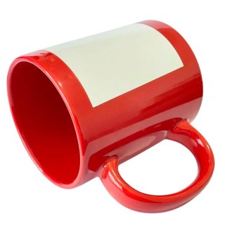 Caneca de Cerâmica com Tarja Reta Branca Fluorescente para Sublimação | Vermelha na Sulink