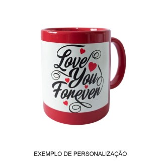 Caneca de Cerâmica com Tarja Reta Branca Fluorescente para Sublimação | Vermelha na Sulink