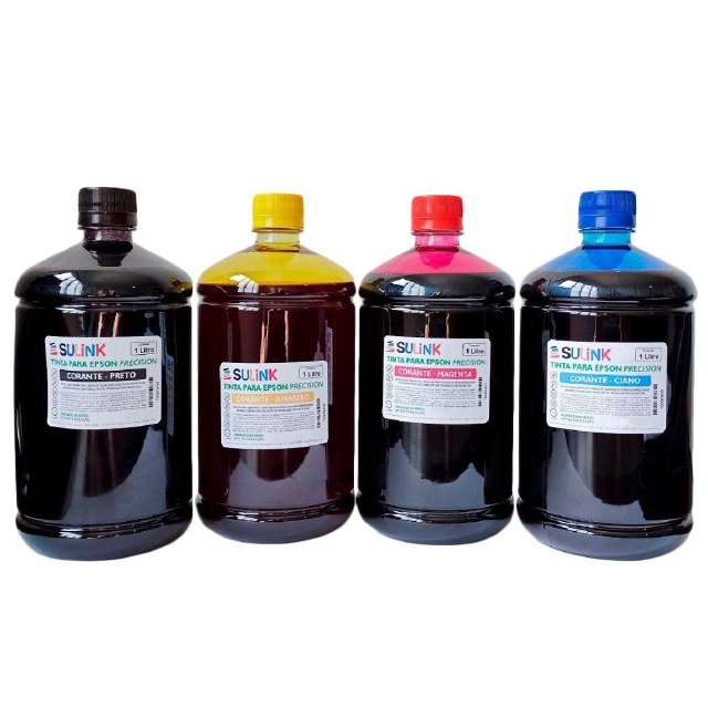 Tinta Sulink para Epson Precision Corante | Kit 4 Litros (1 Litro de cada cor) na Sulink