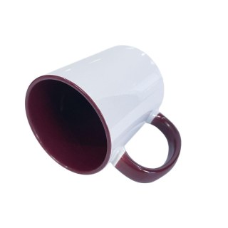 Caneca de Cerâmica Branca com Interior e Alça Colorido para Sublimação | Vinho na Sulink