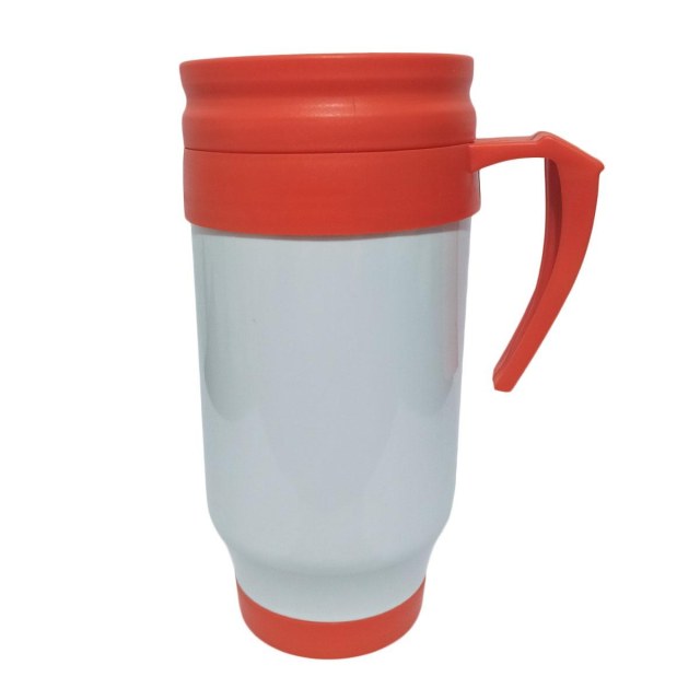 Caneca Térmica 450ml de Polímero Branco para Sublimação (SFCT) | Tampa/Alça/Base: Laranja