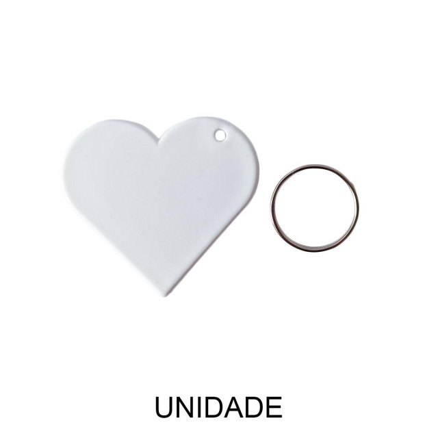 Chaveiro em Polímero Branco Coração para Sublimação (SM) | Unidade
