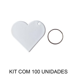 Chaveiro em Polímero Branco Coração para Sublimação (SM) | Kit com 100 Unidades na Sulink