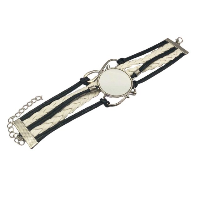 Pulseira Bracelete Love com Chapinha para Sublimação | Branco/Preto