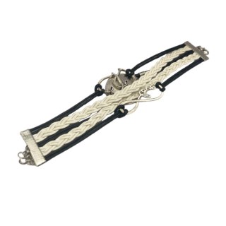 Pulseira Bracelete Love com Chapinha para Sublimação | Branco/Preto na Sulink
