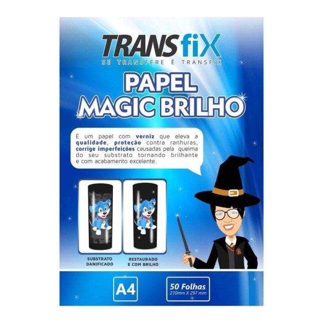 Papel Transfer Laser Magic Brilho 90g - A4 (210x297mm) - Transfix | Pacote com 50 Folhas na Sulink