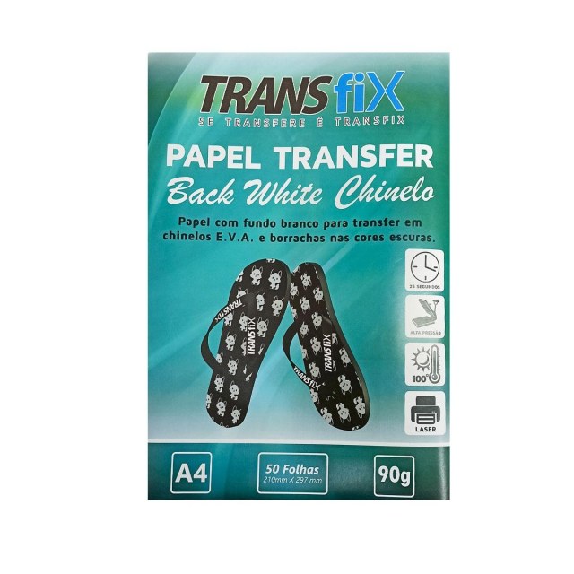 Papel Transfer Laser Back White Fundo Branco para Borracha e EVA 90g - A4 (210x297mm) - Transfix | Pacote com 50 Folhas na Sulink