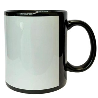 Caneca de Cerâmica com Tarja Reta Branca para Sublimação | Preta na Sulink