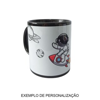 Caneca de Cerâmica com Tarja Reta Branca para Sublimação | Preta na Sulink