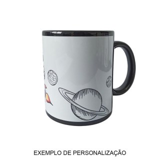 Caneca de Cerâmica com Tarja Reta Branca para Sublimação | Preta na Sulink
