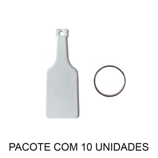 Chaveiro em Polímero Branco Garrafa Garrafinha para Sublimação (SM) | Pacote com 10 Unidades na Sulink