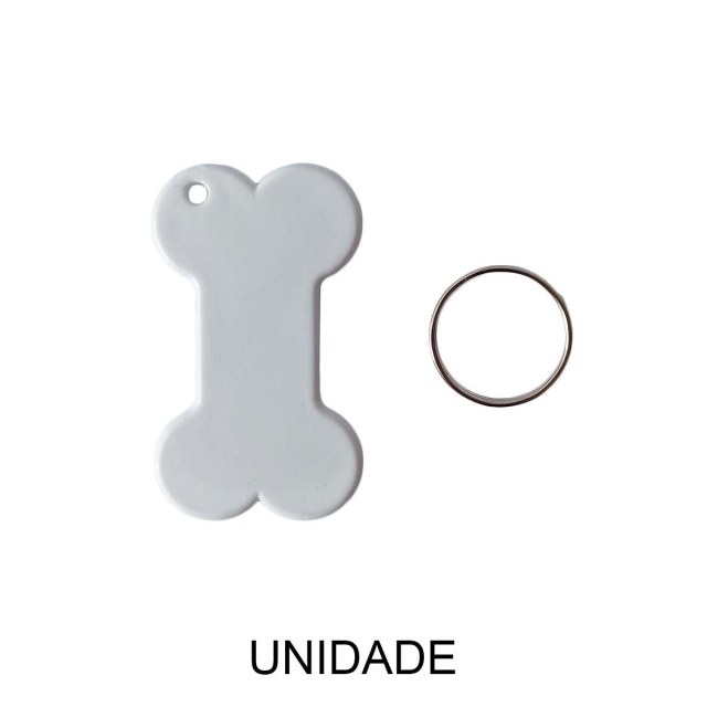 Chaveiro em Polímero Branco Osso Ossinho para Sublimação (SM) | Unidade
