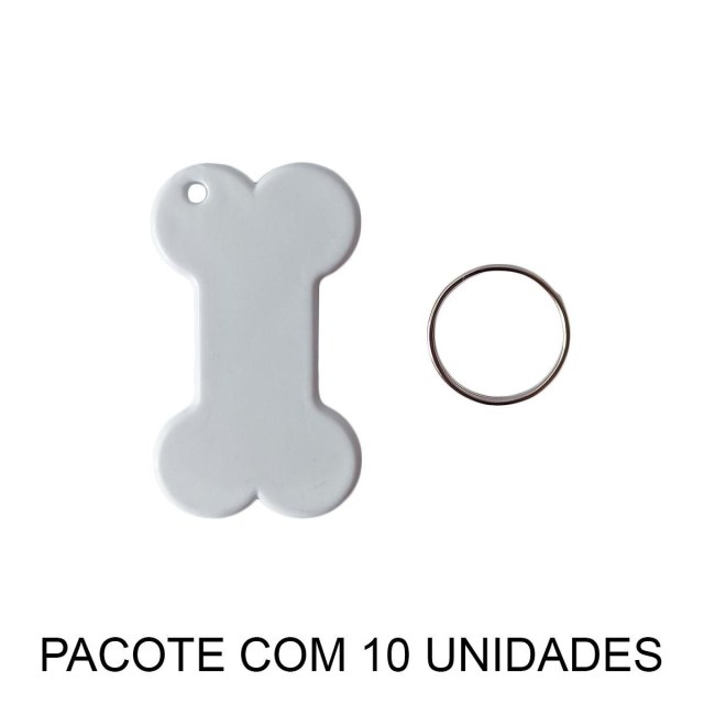Chaveiro em Polímero Branco Osso Ossinho para Sublimação (SM) | Pacote com 10 Unidades