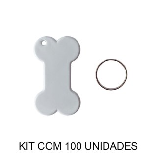 Chaveiro em Polímero Branco Osso Ossinho para Sublimação (SM) | Kit com 100 Unidades na Sulink