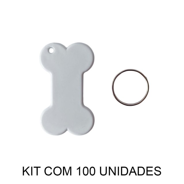Chaveiro em Polímero Branco Osso Ossinho para Sublimação (SM) | Kit com 100 Unidades