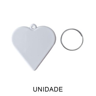 Chaveiro em Polímero Coração Branco para Sublimação (UDP) com Argola | Unidade na Sulink