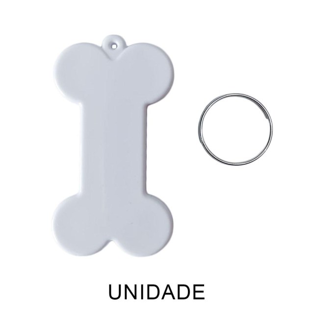 Chaveiro em Polímero Osso / Ossinho Branco para Sublimação (UDP) com Argola | Unidade