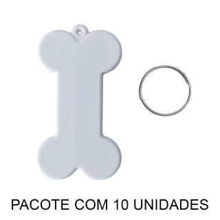 Chaveiro em Polímero Osso / Ossinho Branco para Sublimação (UDP) com Argola | Pacote com 10 Unidades na Sulink