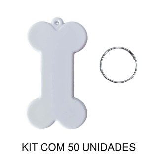 Chaveiro em Polímero Osso / Ossinho Branco para Sublimação (UDP) com Argola | Kit com 50 Unidades na Sulink