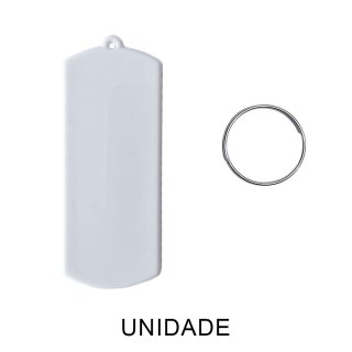 Chaveiro em Polímero Tag Retangular Ticket Branco para Sublimação (UDP) com Argola | Unidade na Sulink