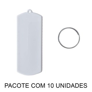 Chaveiro em Polímero Tag Retangular Ticket Branco para Sublimação (UDP) com Argola | Pacote com 10 Unidades na Sulink