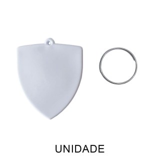 Chaveiro em Polímero Escudo Branco para Sublimação (UDP) com Argola | Unidade na Sulink