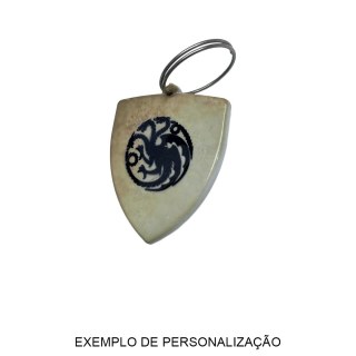 Chaveiro em Polímero Escudo Branco para Sublimação (UDP) com Argola | Unidade na Sulink