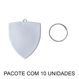 Chaveiro em Polímero Escudo Branco para Sublimação (UDP) com Argola | Pacote com 10 Unidades na Sulink