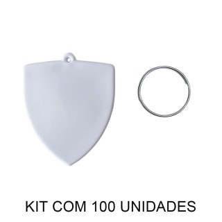 Chaveiro em Polímero Escudo Branco para Sublimação (UDP) com Argola | Kit com 100 Unidades na Sulink