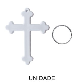 Chaveiro em Polímero Cruz Branco para Sublimação (UDP) com Argola | Unidade na Sulink