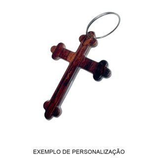 Chaveiro em Polímero Cruz Branco para Sublimação (UDP) com Argola | Unidade na Sulink