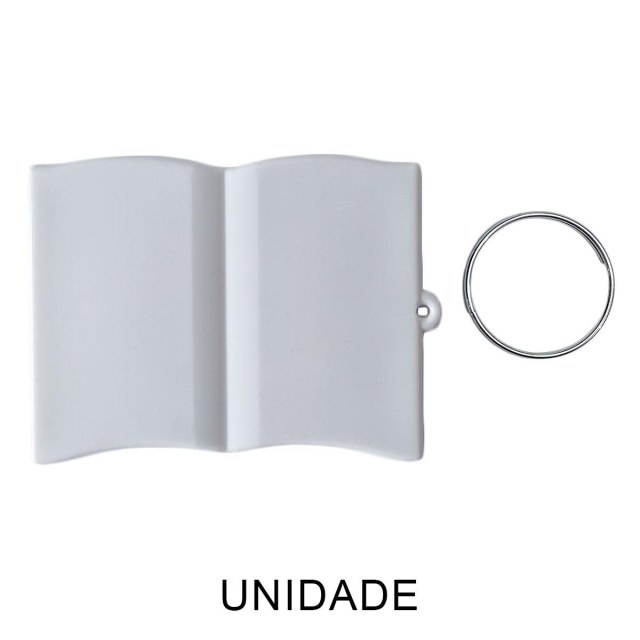 Chaveiro em Polímero Livro Bíblia Branco para Sublimação (UDP) com Argola | Unidade