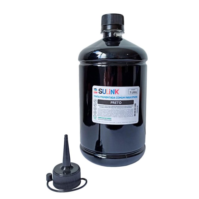 Tinta Pigmentada Preta para Impressoras Epson (Similar a 504, 534 e 774) | 1 Litro + Bico na Sulink