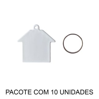 Chaveiro em Polímero Branco Casa Casinha para Sublimação (SM) | Pacote com 10 Unidades na Sulink