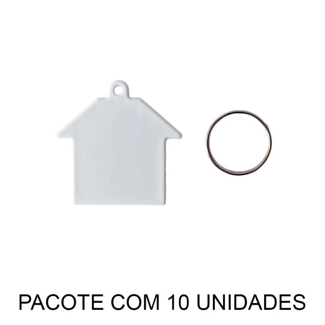 Chaveiro em Polímero Branco Casa Casinha para Sublimação (SM) | Pacote com 10 Unidades