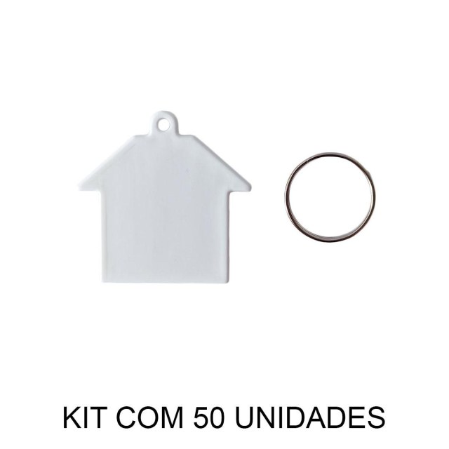 Chaveiro em Polímero Branco Casa Casinha para Sublimação (SM) | Kit com 50 Unidades