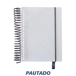 Caderno Pautado 14x19cm com Capa PET Branco e Fita Marca Página para Sublimação (SE) na Sulink