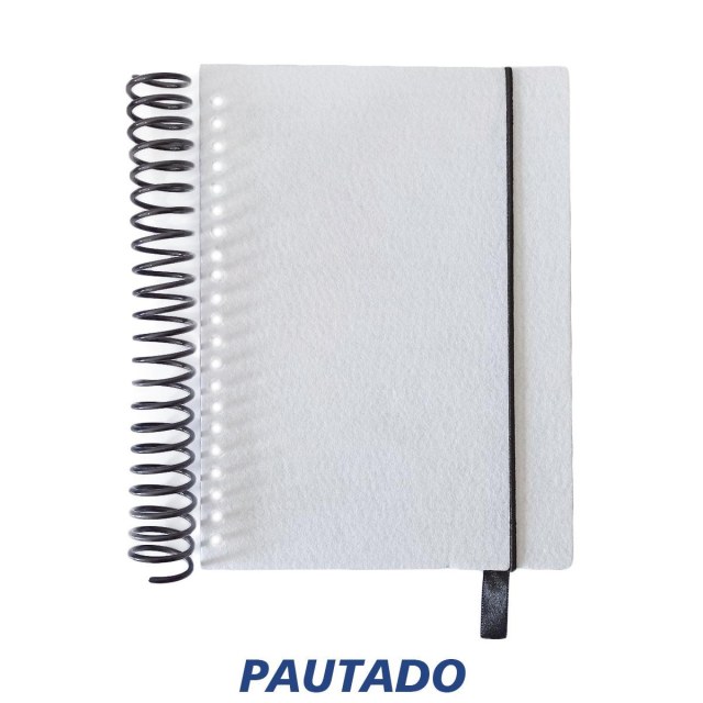 Caderno Pautado 14x19cm com Capa PET Branco e Fita Marca Página para Sublimação (SE)