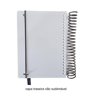 Caderno Pautado 14x19cm com Capa PET Branco e Fita Marca Página para Sublimação (SE) na Sulink