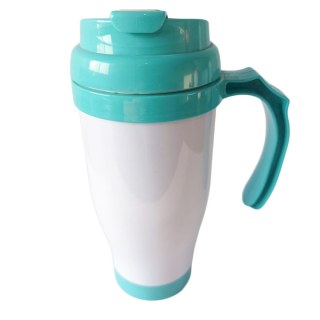Caneca Térmica 450ml de Polímero Branco para Sublimação | Tampa/Alça/Base: Verde Tiffany na Sulink