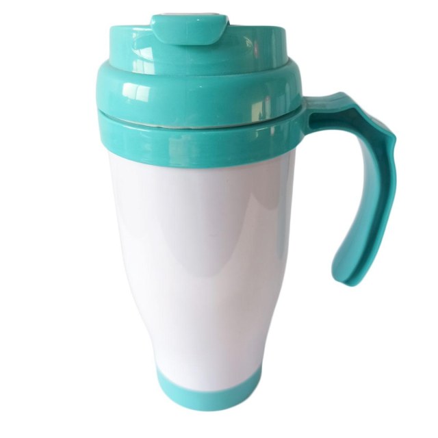 Caneca Térmica 450ml de Polímero Branco para Sublimação | Tampa/Alça/Base: Verde Tiffany