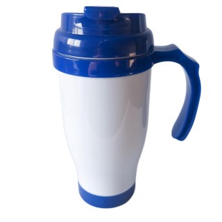 Caneca Térmica 450ml de Polímero Branco para Sublimação | Tampa/Alça/Base: Azul Royal na Sulink