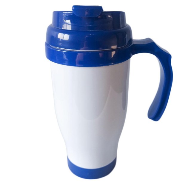 Caneca Térmica 450ml de Polímero Branco para Sublimação | Tampa/Alça/Base: Azul Royal