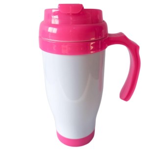 Caneca Térmica 450ml de Polímero Branco para Sublimação | Tampa/Alça/Base: Rosa na Sulink