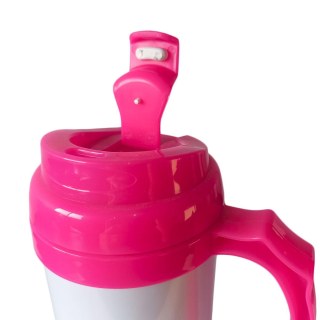 Caneca Térmica 450ml de Polímero Branco para Sublimação | Tampa/Alça/Base: Rosa na Sulink
