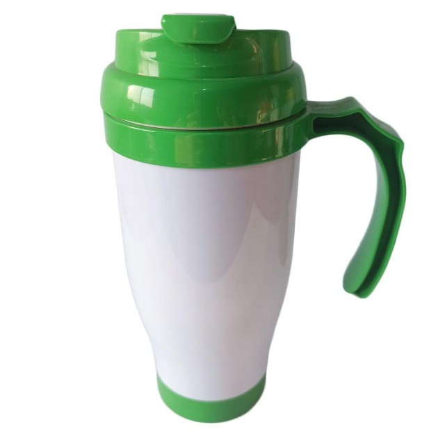 Caneca Térmica 450ml de Polímero Branco para Sublimação | Tampa/Alça/Base: Verde
