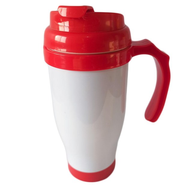Caneca Térmica 450ml de Polímero Branco para Sublimação | Tampa/Alça/Base: Vermelha