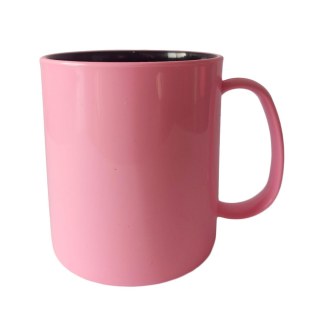 Caneca de Plástico Polímero 360ml Colorida com Interior Preto para Sublimação (ADP 140g) | Rosa BB na Sulink